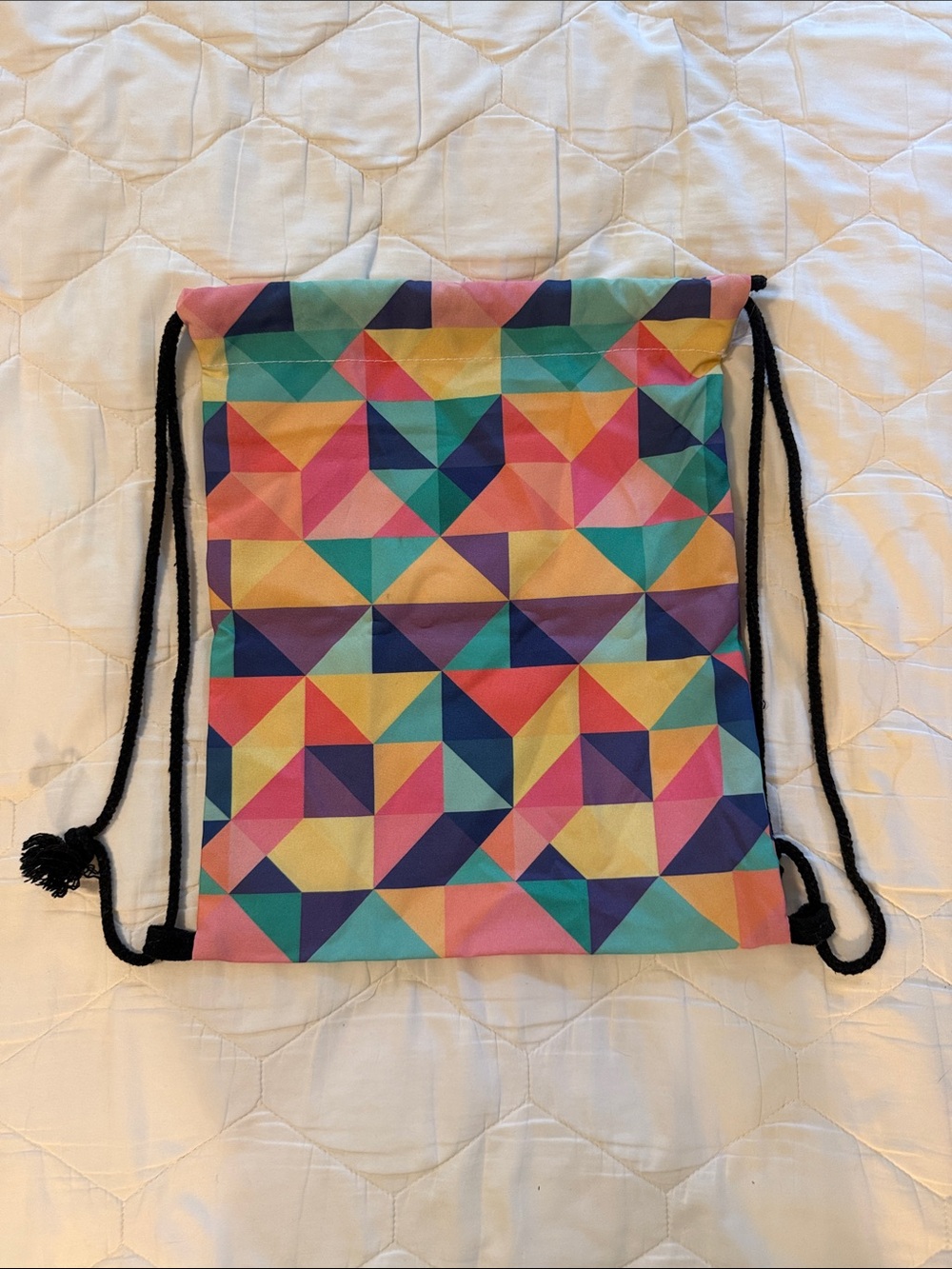 Geometric Multicolor Drawstring Backpack